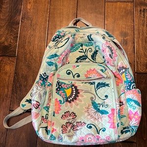 Vera Bradley backpack- Mint Flowers with matching lanyard